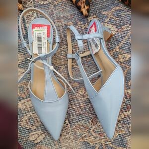 Antonio Melani NWT Leather Elegant Blue Women's T-Strap Heels Size 6